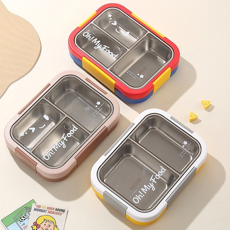 Fiambrera Bento de Acero Inoxidable 304 al por Mayor, para Niños y Estudiantes, con Compartimentos