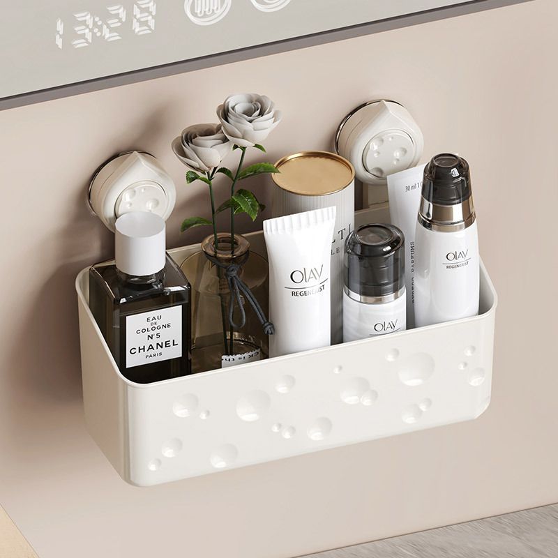 Bathroom Bathroom Draining Storage Rack Kitchen Seasoning Bottle Storage Box Suction Cup Wall-Mounted No-Drill Organizer Rack