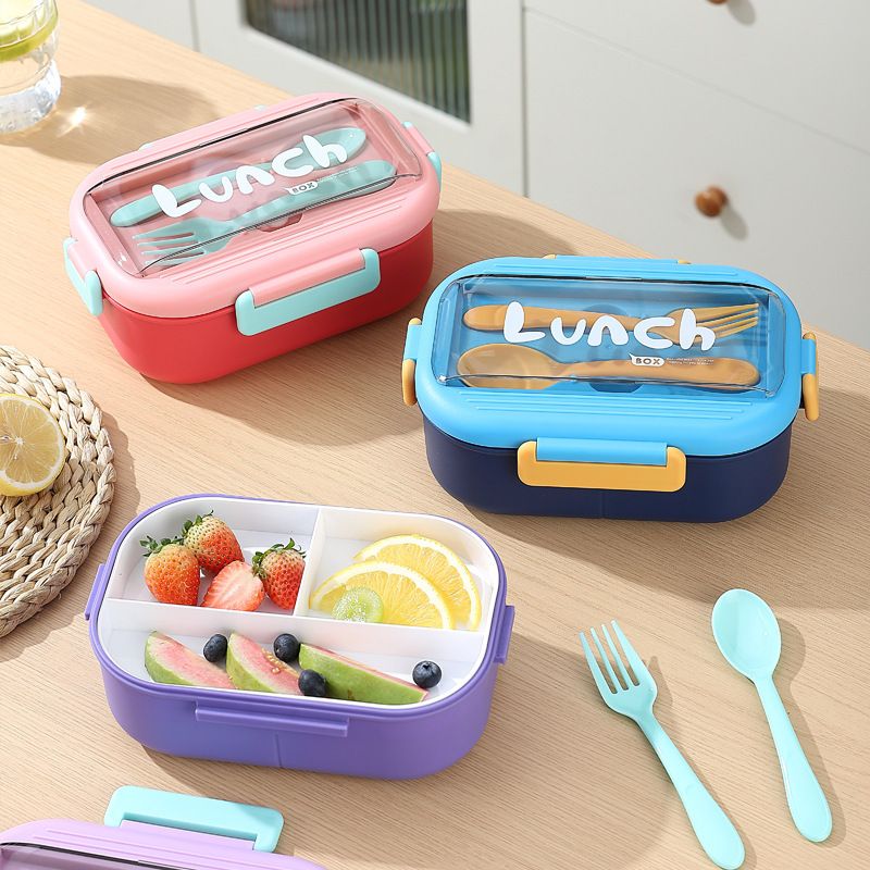 Office Worker Minimalist Compartment Plastic Lunch Box Student 304 Stainless Steel Lunch Bento Box with Lid with Cutlery