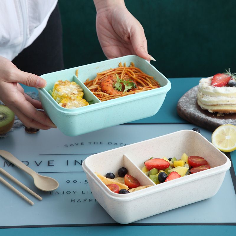 Fiambrera Bento de PP+PS+Paja de Trigo+Silicona al por mayor, apta para microondas