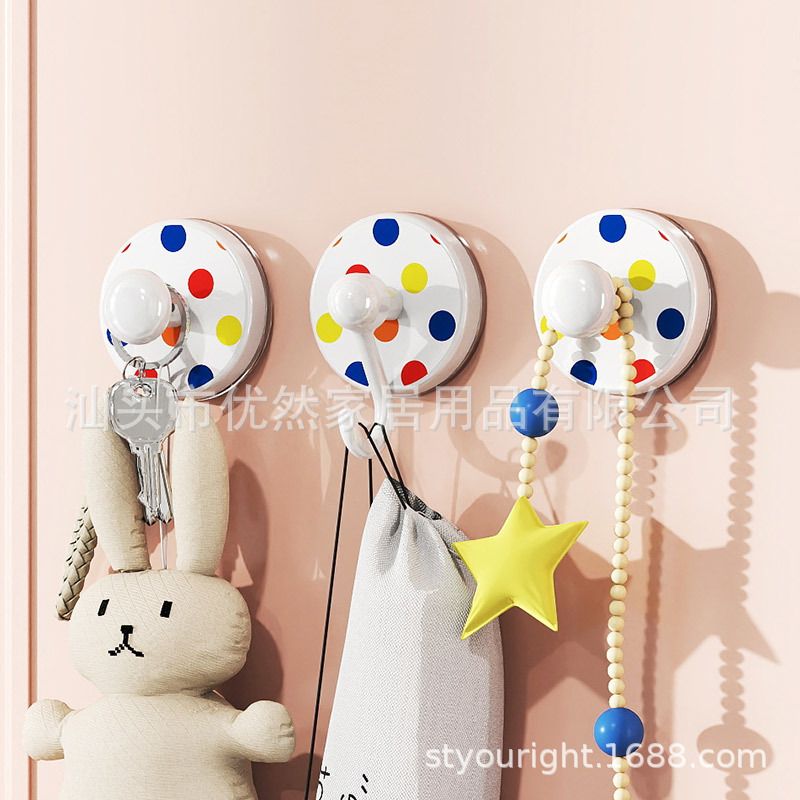 Household Entryway Suction Cup Hook No-Drill Key Holder Hat Holder Storage Dopamine Bedroom Bag Behind Door Adhesive Hook