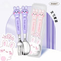 Cartoon Rabbit Stainless Steel Cute Kids Tableware Set Student Portable Spoon and Fork 2-Piece Set Eating Spoon Gift