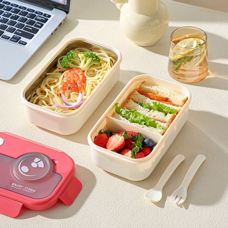 Caja de almuerzo bento de plástico al por mayor, fiambrera bento estilo japonés apta para microondas