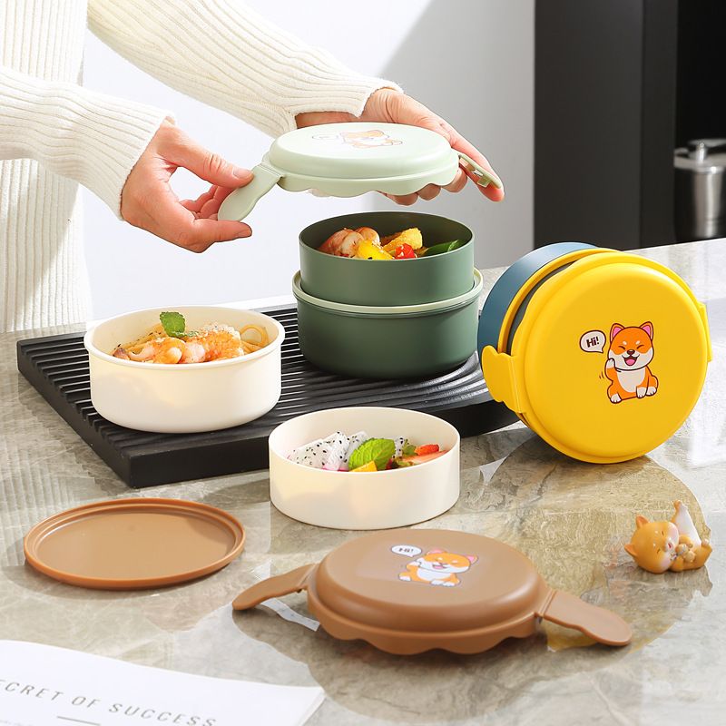 Cartoon Kids Double-Layer Buckle Lunch Box Student Microwave Safe Light Lunch Bento Box Camping Small Food Container