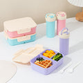 Student Rectangular Plastic PP Flip-Top Compartment Lunch Box and Water Cup Office Worker Microwave Safe Lunch Bento Box