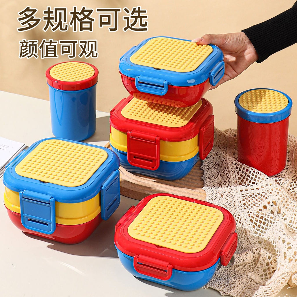Lonchera de plástico Bento al por mayor, con diseño de dibujos animados para la escuela y la oficina