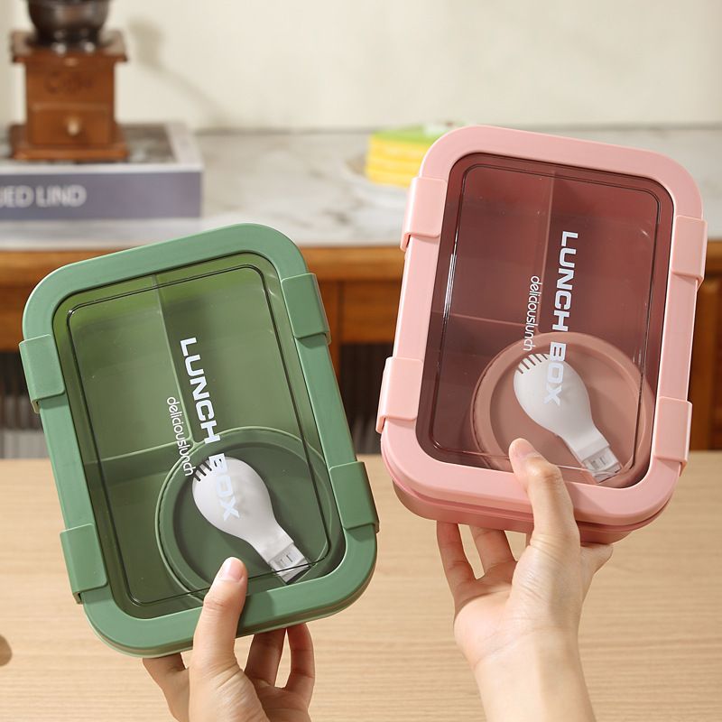 Student Minimalist Compartment Plastic Lunch Box Soup Bowl Office Worker Microwave Safe Lunch Box Food Container