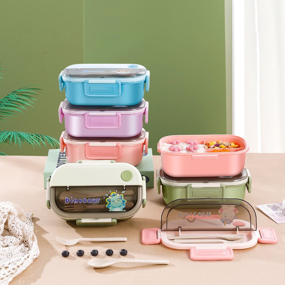 Office Worker Microwave Safe Minimalist Compartment Lunch Box Student Portable Lunch Bento Box with Cutlery