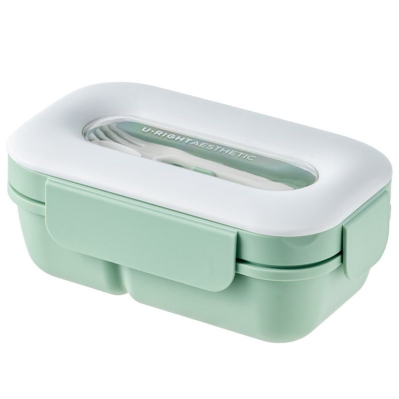 Student Japanese Style Compartment Lunch Box with Spoon and Fork Microwave Safe Large Capacity Lunch Bento Box Cafeteria Portable