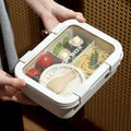 Minimalist Student Wheat Straw Japanese Style Compartment Lunch Box Office Worker Lunch Bento Box Microwave Safe with Lid
