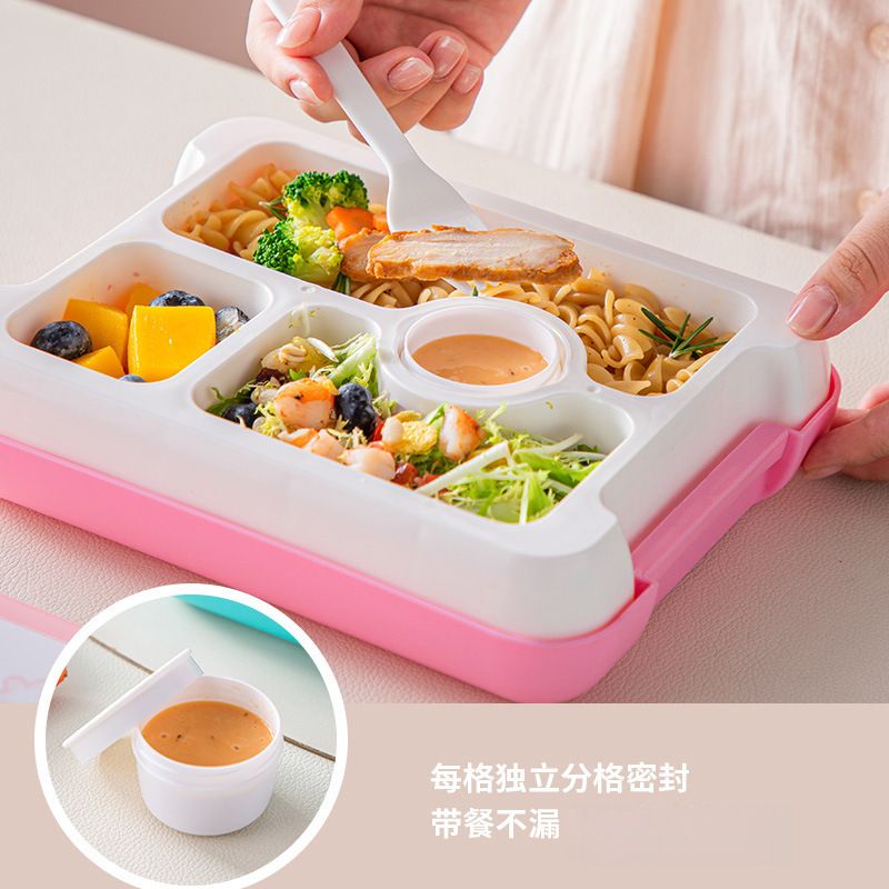 Cartoon Dinosaur Student Compartment Lunch Box Microwave Safe Heating Bento Box Kids Travel Food Container