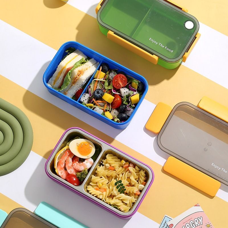 Korean Style Student Meal Prep Compartment Lunch Box Office Worker Lunch Box Microwave Safe Portable Buckle Bento Box
