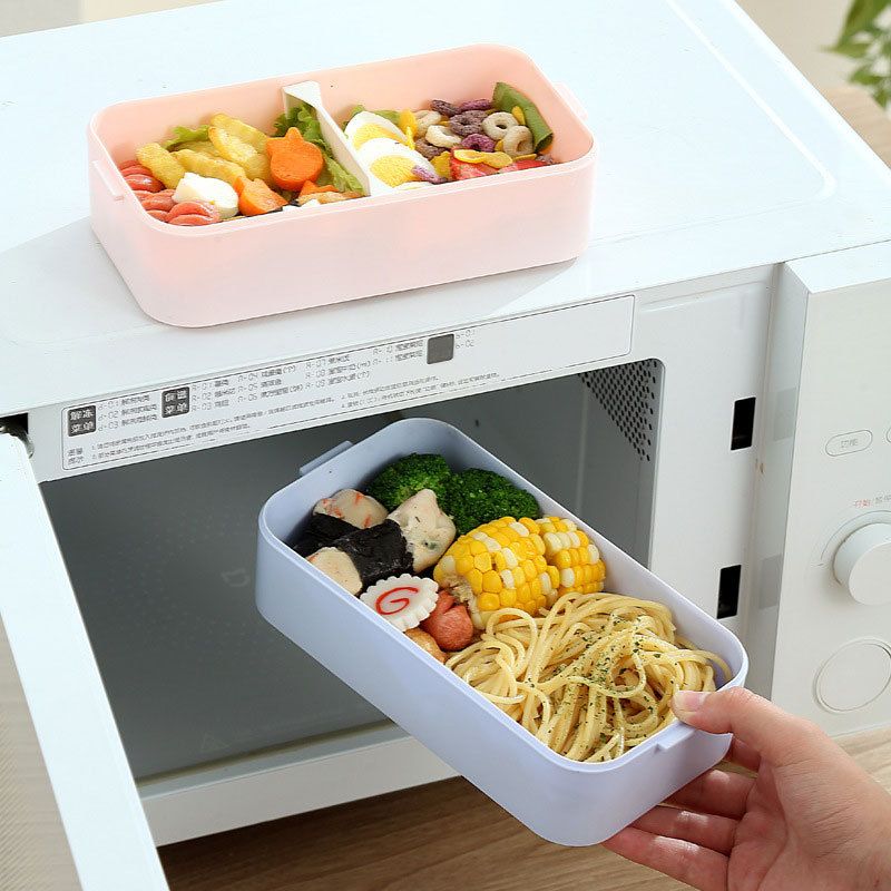 Cartoon Double-Layer Kids Compartment Plastic Buckle Lunch Box Student Lunch Bento Box with Lid Microwave Heating Food Container
