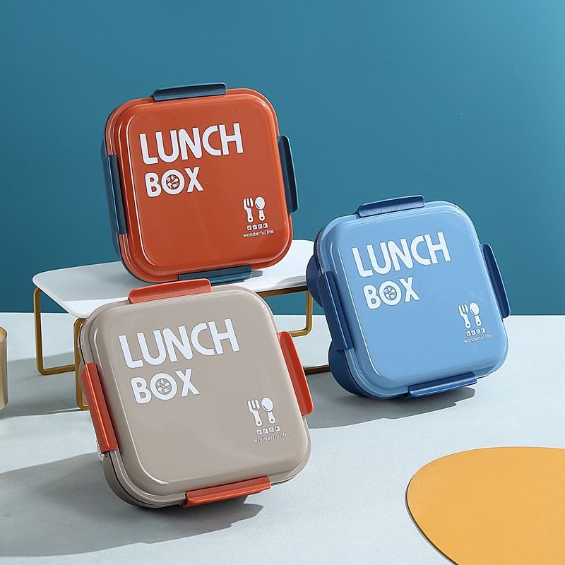 Minimalist Student Buckle PP Square Lunch Box Office Worker Cafeteria Takeout Lunch Bento Box Water Cup Set Microwave Safe