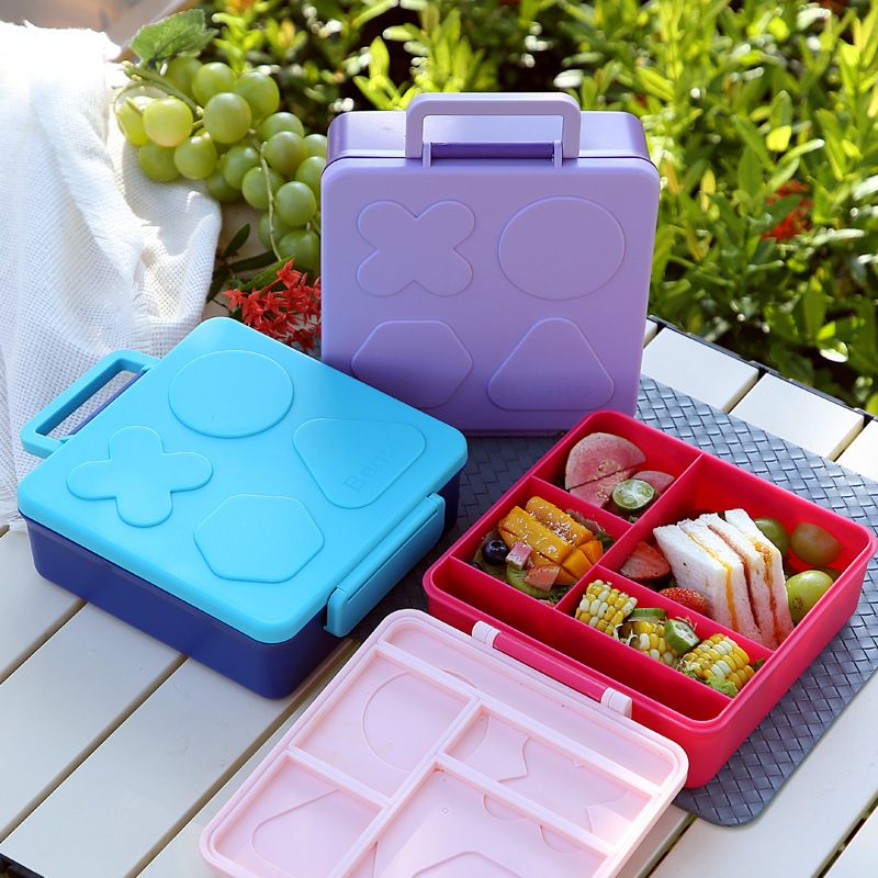 Creative Kids Outdoor Picnic Lunch Box Large Capacity Student Bento Box with Cutlery