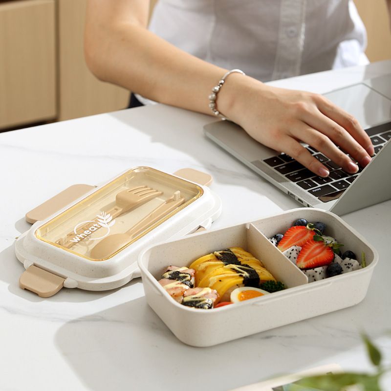 Student Japanese Style Lunch Box and Water Cup Set Office Worker Portable Lunch Bento Box Soup Cup with Cutlery