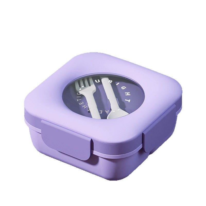 Minimalist Student Japanese Style Compartment Lunch Box with Spoon and Fork Office Worker Lunch Bento Box Microwave Safe with Cutlery