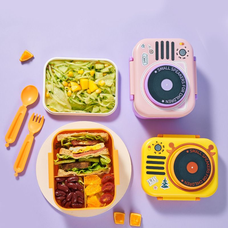 Shape Cartoon Kids Compartment Lunch Box with Spoon and Fork Baby Baby Food Box Infant Portable Outdoor Small Food Container