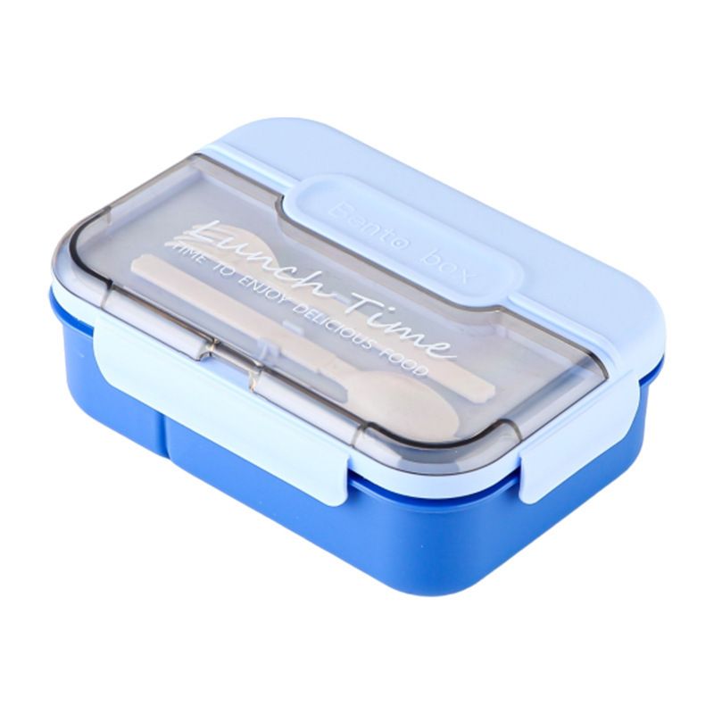 Japanese Style Student Plastic Lunch Box Compartment with Lid Tableware Spoon and Fork Office Worker Lunch Bento Box Microwave Safe