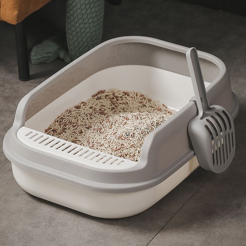 Semi-Covered Large Cat Litter Box Thickened Anti-Splash Cat Toilet Cat Litter Pet Supplies Wholesale Cat Litter Box with Scoop