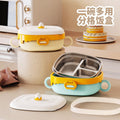 Baby Water-Filled Bowl Kids 316 Stainless Steel Compartment Dining Plate Infant Eating Study Baby Food Bowl with Handle with Lid