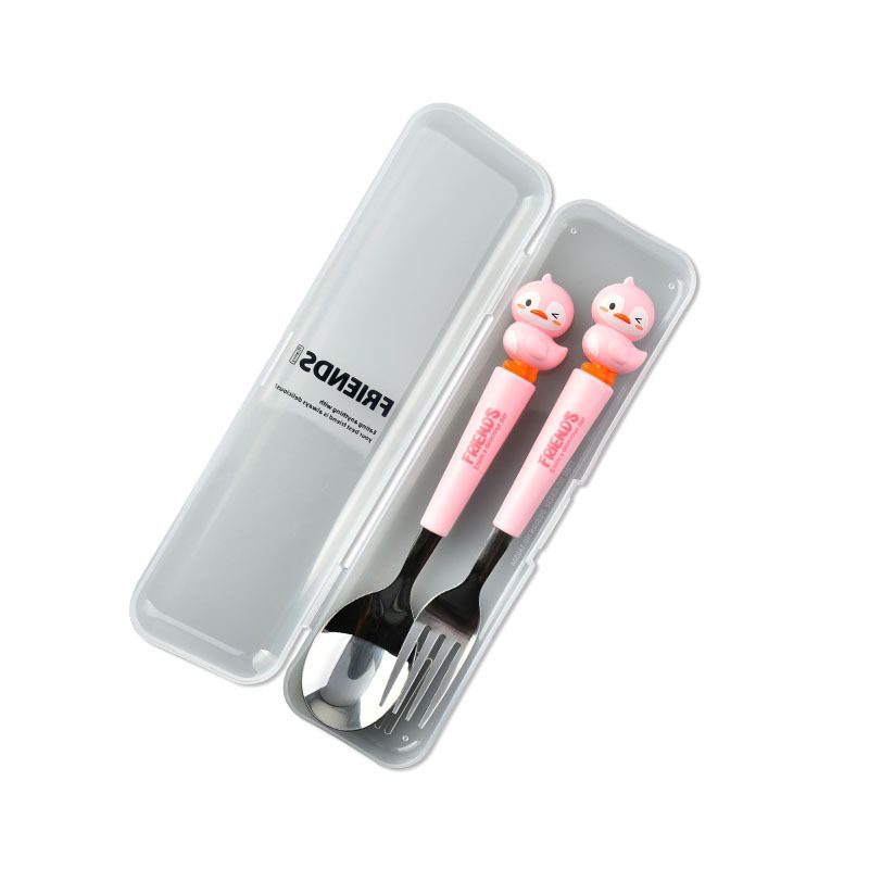 Cartoon Dinosaur Kids Stainless Steel Tableware Set Portable Outdoor Travel Student Spoon Fork 2-Piece Set Gift
