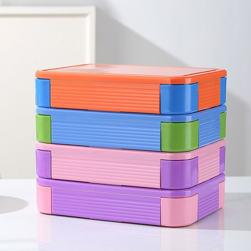 Student Minimalist Compartment Large Capacity Lunch Box Microwave Safe Heating Bento Box with Cutlery