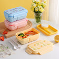Cute INS Style Student Compartment Rectangular Lunch Box Candy Color Lunch Bento Box Microwave Safe Food Container