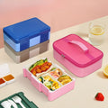 Minimalist Student Compartment Plastic Lunch Box Office Worker Lunch Bento Box Microwave Safe with Spoon and Fork Tableware