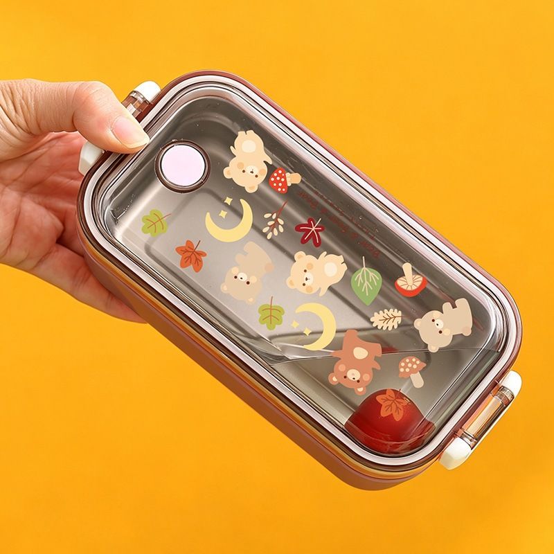 304 Stainless Steel Cartoon Lunch Box Student Cafeteria Lunch Box Kids Portable Small Bento Box Food Container