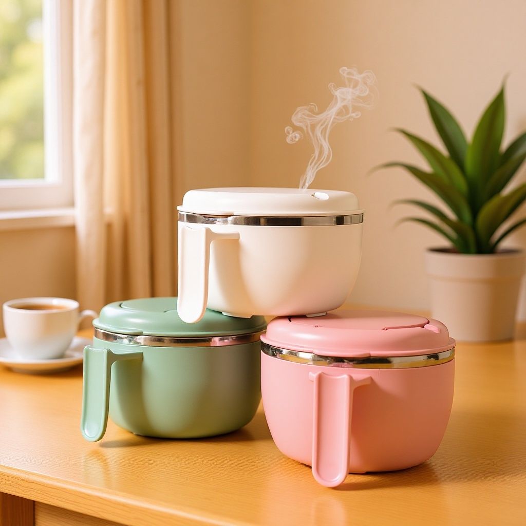 Student Dorm 304 Stainless Steel Large Capacity Instant Noodle Bowl Lunch Bento Box Office Worker Cafeteria Lunch Box with Lid