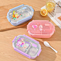 Student Cartoon 304 Stainless Steel Compartment Lunch Box Office Worker Lunch Bento Box Dorm Cafeteria Takeout Food Container