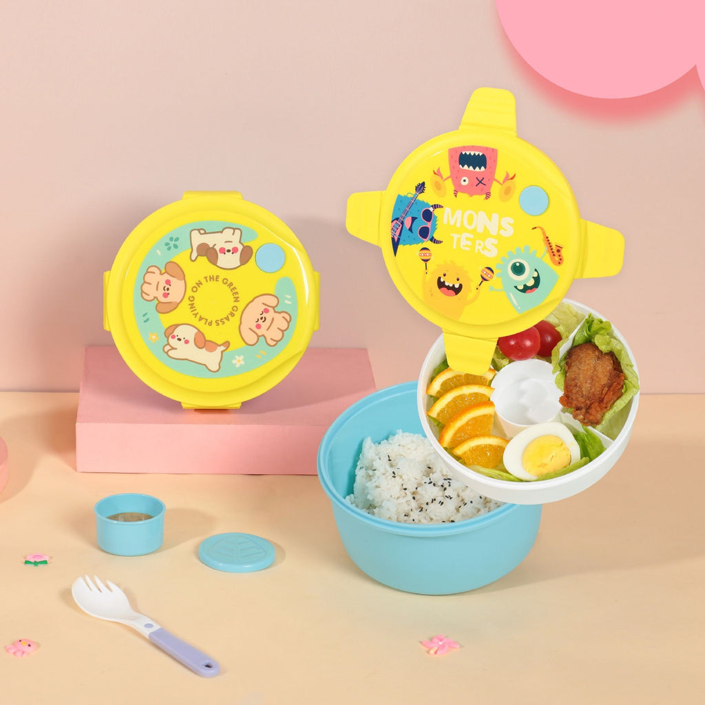 Small Lunch Box Cartoon Kids Bento Box Microwave Safe Plastic Lunch Box Student Compartment Lunch Box