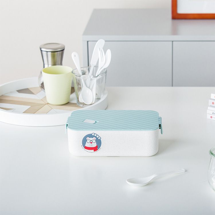Minimalist Student Wheat Plastic Lunch Box Microwave Safe Office Worker Lunch Bento Box Portable Food Container