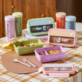 Student Cartoon Compartment Cafeteria Takeout Lunch Box Microwave Safe Bento Box with Lid Food Container