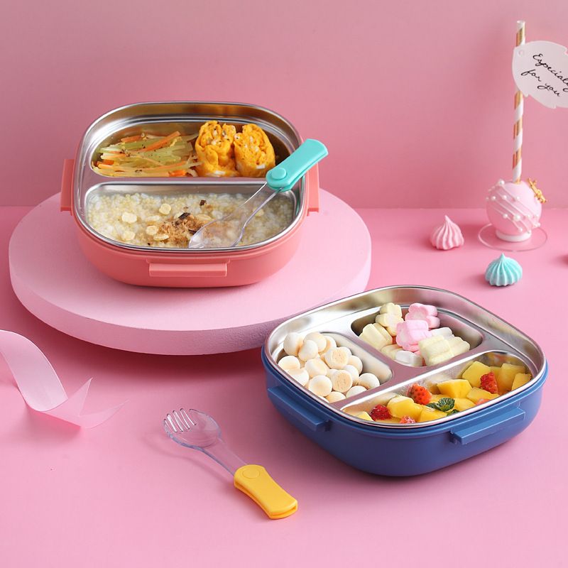 Cartoon Kids Robot Shape 304 Stainless Steel Compartment Lunch Box Baby Kindergarten Travel Lunch Bento Box