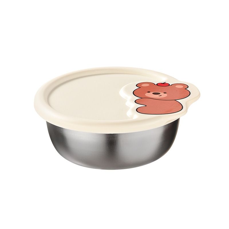 Household Cartoon 304 Stainless Steel Seasoning Box Camping Picnic Portable Pack Dipping Cup Round with Lid