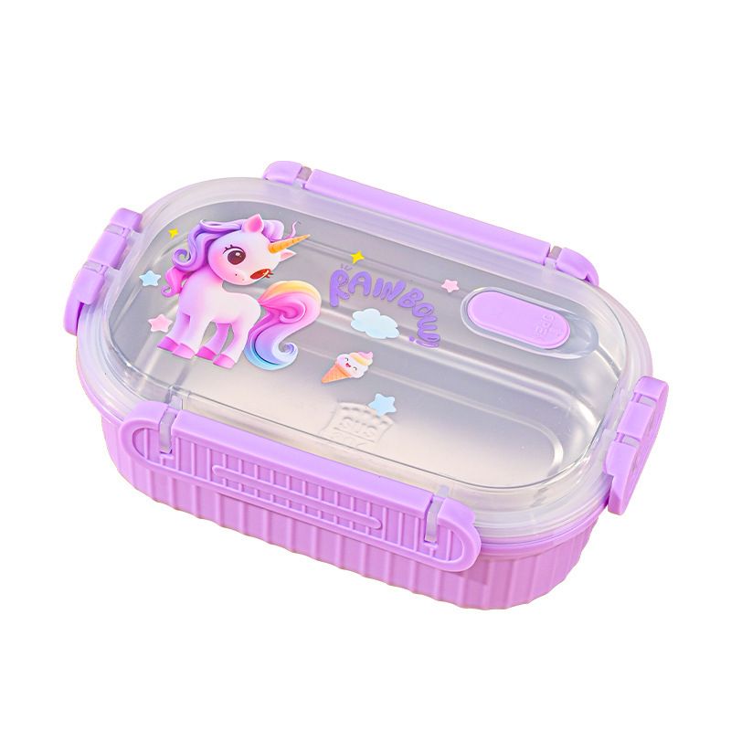 Student Cartoon 304 Stainless Steel Compartment Lunch Box Office Worker Lunch Bento Box Dorm Cafeteria Takeout Food Container
