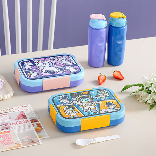 Cartoon Compartment Lunch Box Student Bento Box Stainless Steel Microwave Heating Kids Food Container Cute Portable Lunch Box