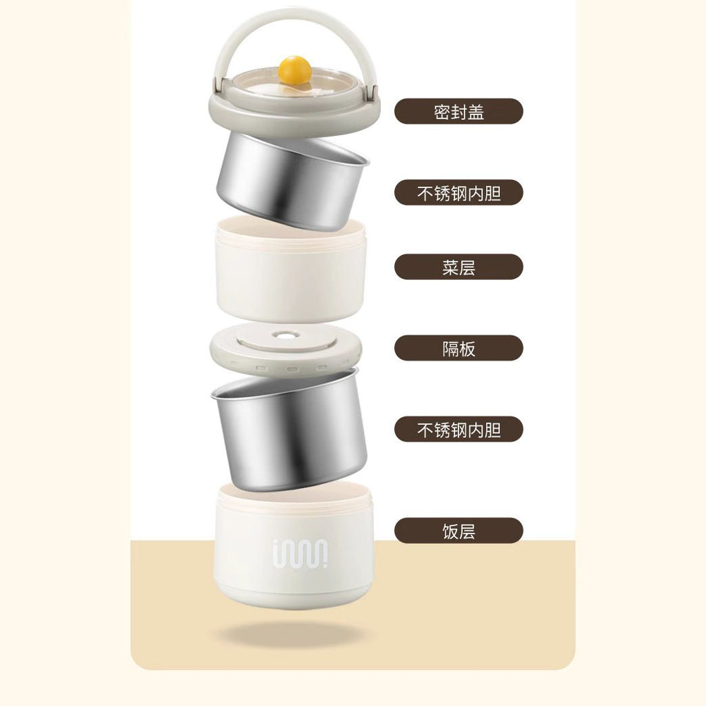 Office Worker Portable 304 Stainless Steel Soup Cup and Porridge Jar Single/Double Layer Round Bucket Lunch Box Student Bento Box