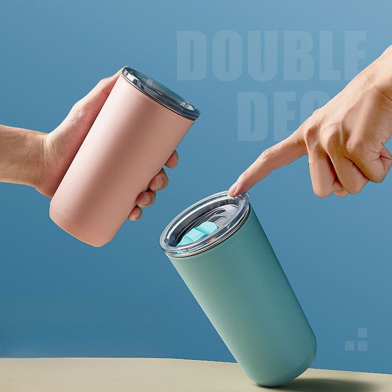 Student INS Stylish Large Capacity 304 Stainless Steel Water Cup Office Milk Tea Cup with Lid Cup