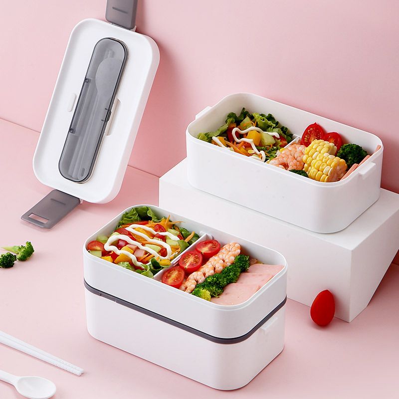 Fiambrera Bento de PP+ABS+Silicona al por mayor, apta para microondas para viajes y picnics