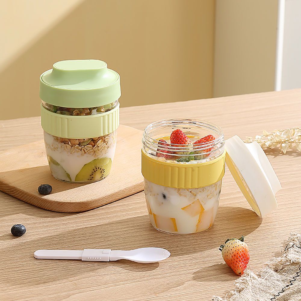 Stylish Student Oatmeal Cup Office Worker Portable Yogurt Cup with Lid with Spoon Picnic Spring Outing Salad Cup