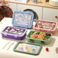 Cartoon Student Compartment Rectangular Lunch Box Office Worker Lunch Bento Box Microwave Safe with Cutlery