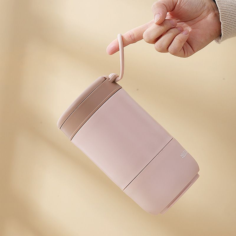 Student Cereal Tumbler Cup Office Worker 304 Stainless Steel Porridge Jar Soup Cup Double-Layer Large Capacity with Spoon Portable