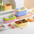 Creative Student 304 Stainless Steel Double-Layer Lunch Box with Lid Tableware Sauce Box Office Worker Takeout Lunch Bento Box