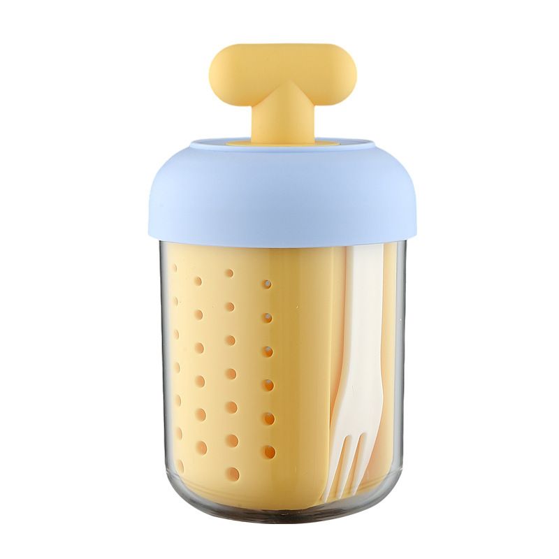 Student Stylish Double-Layer Fruit Cup Cereal Brewing Water Cup Office Worker Portable Salad Cup