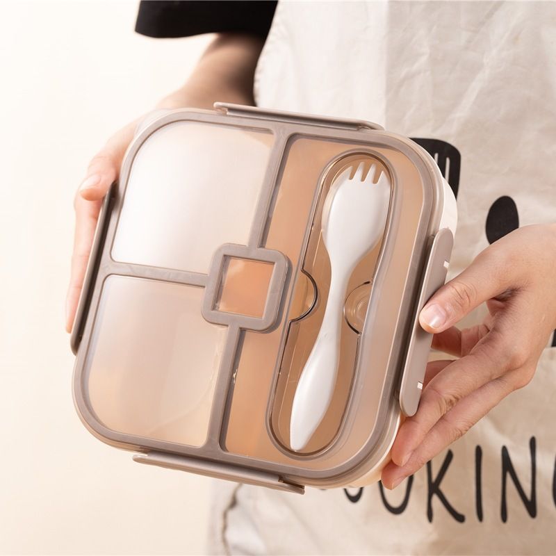 Minimalist Student Plastic Compartment Lunch Box Office Worker Lunch Bento Box Portable Takeout Food Container