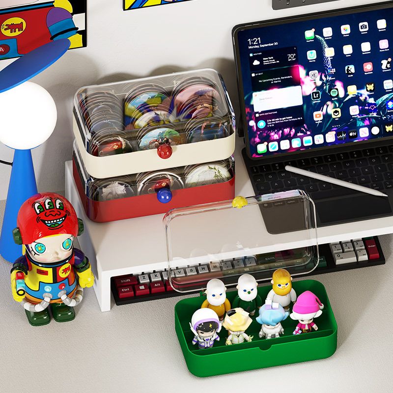 Dopamine Storage Box Student Dorm Desktop Cosmetics Perler Beads Organizer Box with Lid Stationery Flip-Top Organizer Box