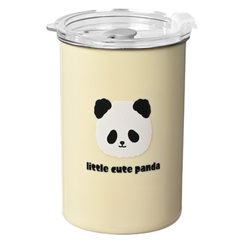 Cartoon 304 Stainless Steel Straw Cup Student Milk Tea Cup Office Mug with Lid Water Cup